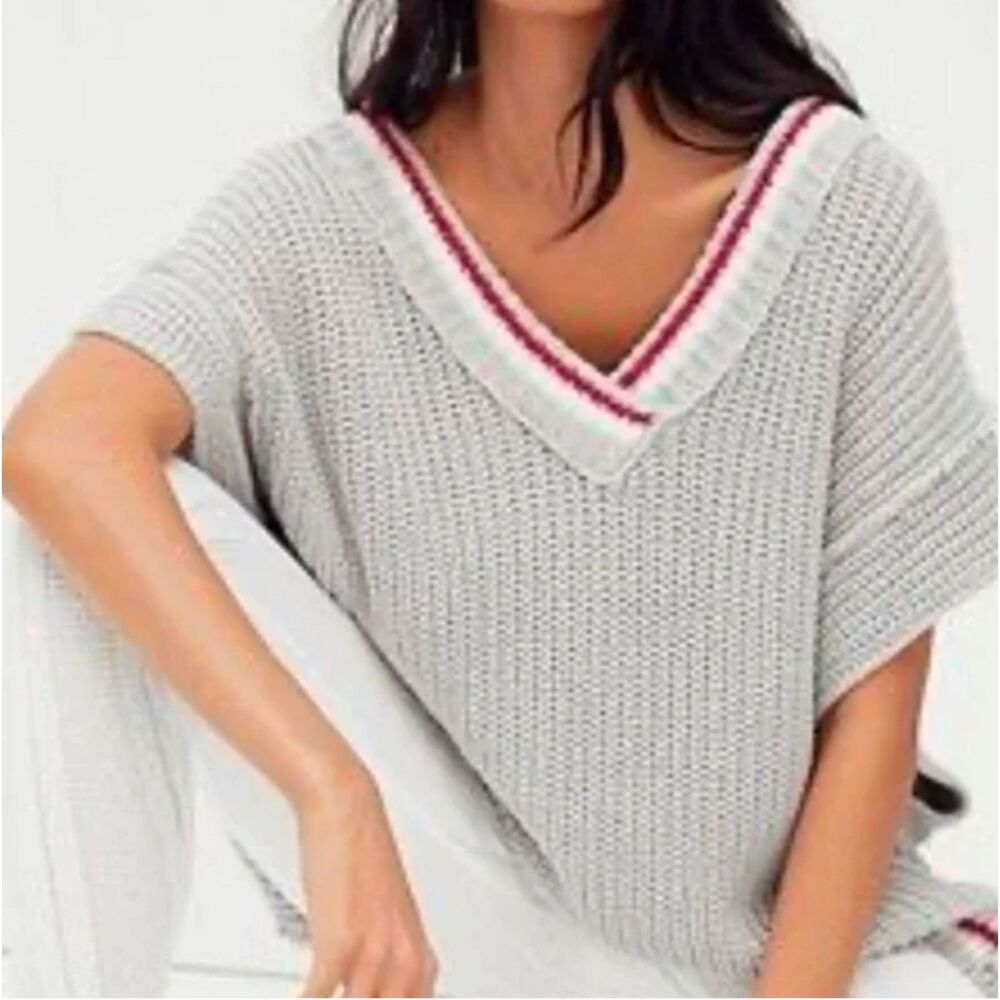 Free People Womens Clyde Oversized Slouchy Sweater Vest Large Top V-neck Cotton